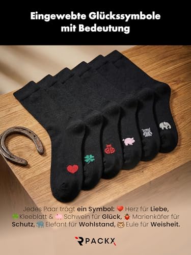 PackX® Classic Edition GlücksSocken 6er Pack – Schwarz