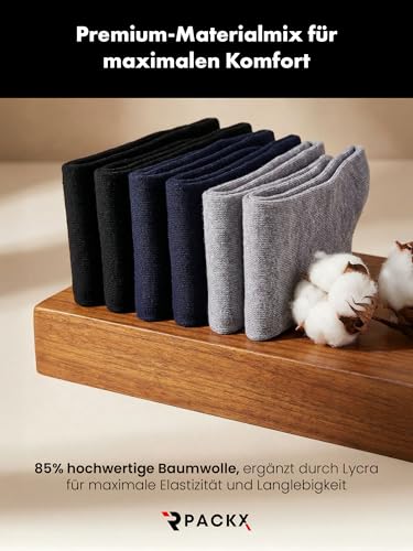 PackX® SeamlessFit Premium Business Socken 6er Pack – Mix Schwarz/Navy/Grau